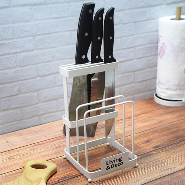 

hooks & rails metal iron kitchen drying rack pot lid holder storage stand cutting chopping board knife organizer shelf