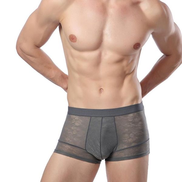 

underpants men's underwear boxers man breathable silk panties solid shorts brand men boxer for family mens, Black;white