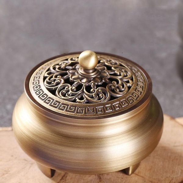 

three-legged pure copper incense burner home indoor sandalwood furnace antique production work fine c fragrance lamps