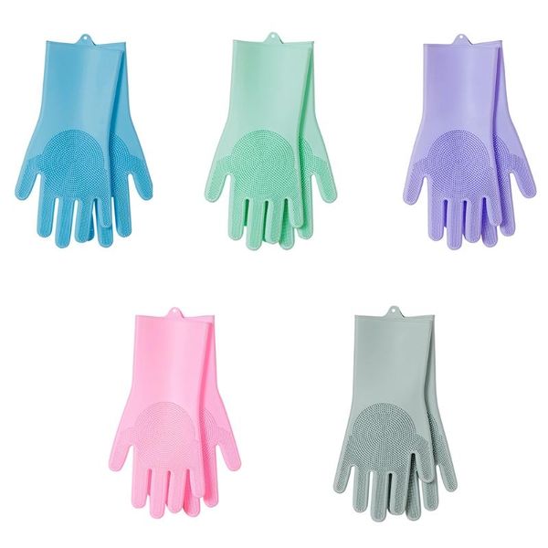 

silicone dishwashing gloves wash cleaning with sponge scrubbers for washing bathroom, kitchen, car & more disposable