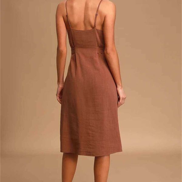 

solid summer casual dresses color sling v-neck back strap single breasted drs for women, Black;gray