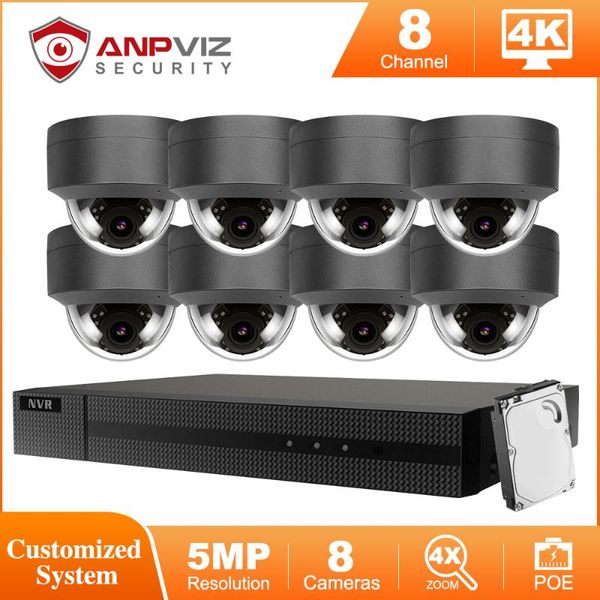 

hikvision oem 4k 8ch nvr anpviz 5mp 4x zoom ip camera system outdoor night vision onvif h.265 poe security kit cctv wireless kits