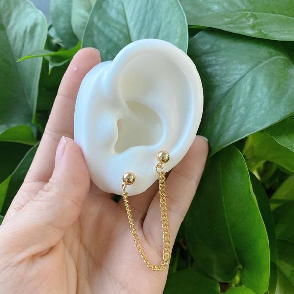 

hoop & huggie 5pairs/lot jewelry simple double-hole plated brass zircon pendant design drop earrings, Golden;silver