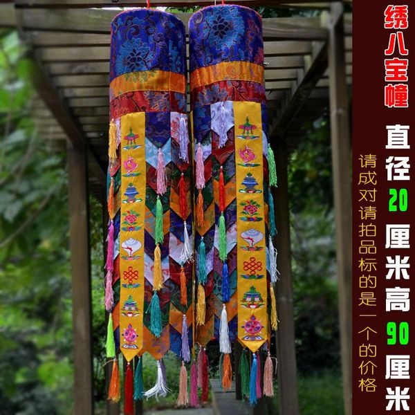 

pair wholesale buddhist supply buddhism home sutra hall temple eight auspicious embroidery wall victory dhvaja shengli chuang decorative obj