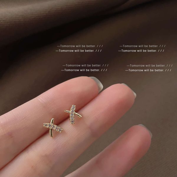 

micro inlaid zircon mini earrings plated personalized simple creative