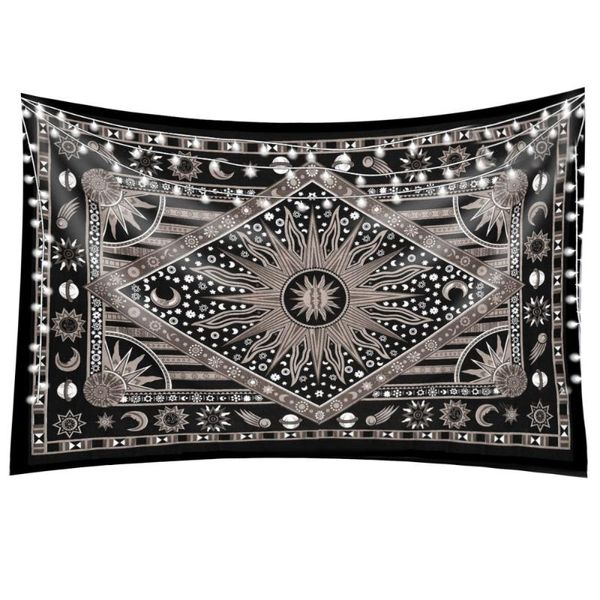 

tapestries tapestry polyester tarot wall hanging tapestrys tie dye 32*26*1cm burning pastoral floral sun moon planet print hangings