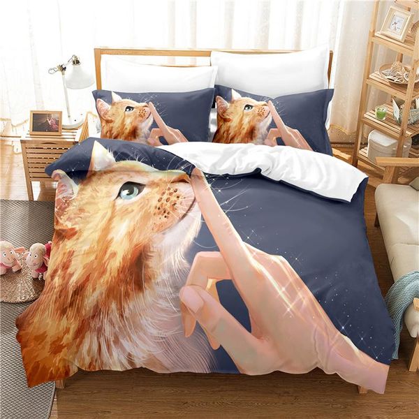 

bedding sets drop bed linens duvet covet pillowcases bedroom cover set 2-3 pcs ropa de cama 3d pet cat cute 150x200