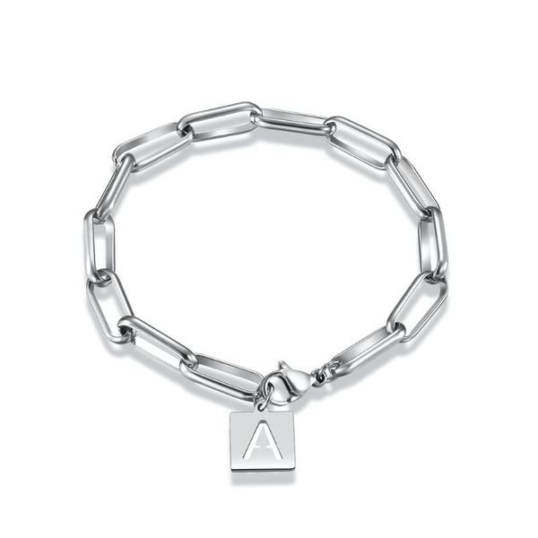 

charm bracelets women jewelry birthday gift titanium steel simple chain a initial 26 letters cube bracelet, Golden;silver
