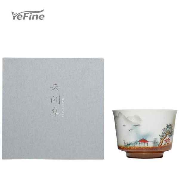 

cups & saucers yefine hand-painted kiln changed ceramic master cup retro tea