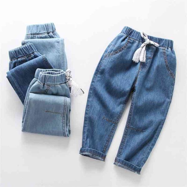 

boys girls jeans pants kids denim teen loose cotton pants for jeans kids clothes children trousers 2 3 4 5 6 7 8 9 10 years 210317, Blue