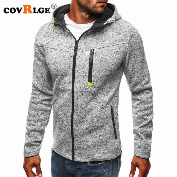 

Covrlge Men Fashion Personality Zipper Sweatshirt Male Solid Color Hoody Tracksuit Hip Hop Autumn Hoodi Mens MWW146, Black