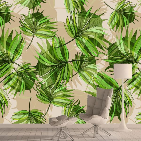 

wallpapers banana leaf custom decor bedroom 3d murals for living room walls paper house sofa background contact wall rolls print