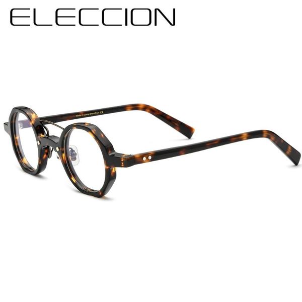 

fashion sunglasses frames eleccion acetate men's polygonal glasses frame round prescription eyeglasses women men myopia optical eyewear, Black