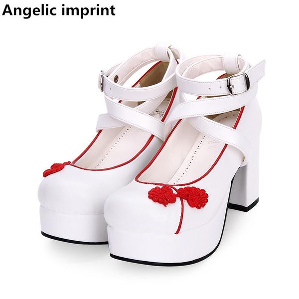 

angelic imprint national style woman mori girl lolita cosplay shoes lady high heels pumps women princess dress party 8cm, Black