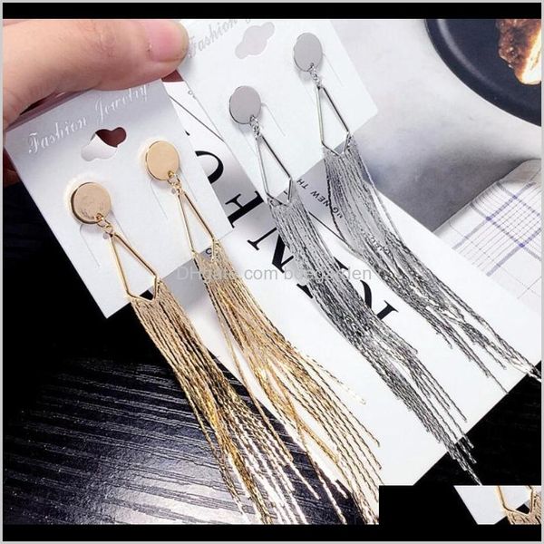

& chandelier drop delivery 2021 jewelry tassel dangle long triangle earrings for women to party fashion wholesale azdfh, Silver