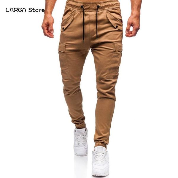 

fashion men sweatpants joggers trousers european size autumn winter men's solid color flip pocket casual sports pants tracksuit, Black