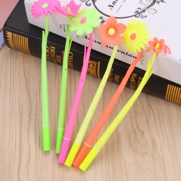 

gel pens random color cartoon flower shape soft pen sign