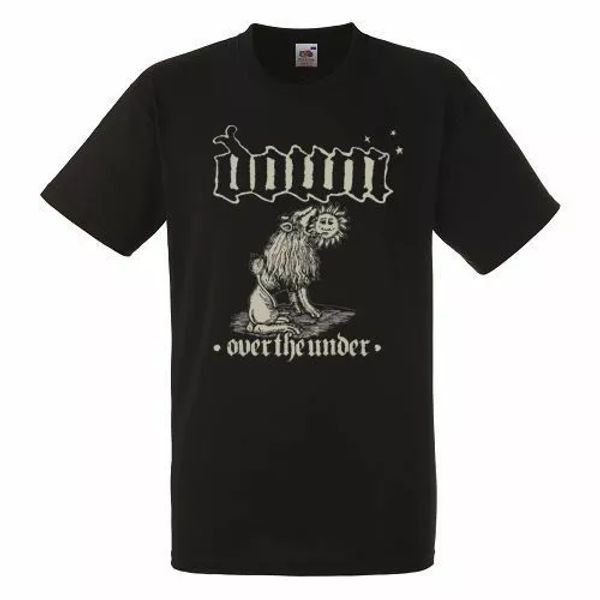 

down over the under black mens t-shirt men rock band tee shirt, White;black