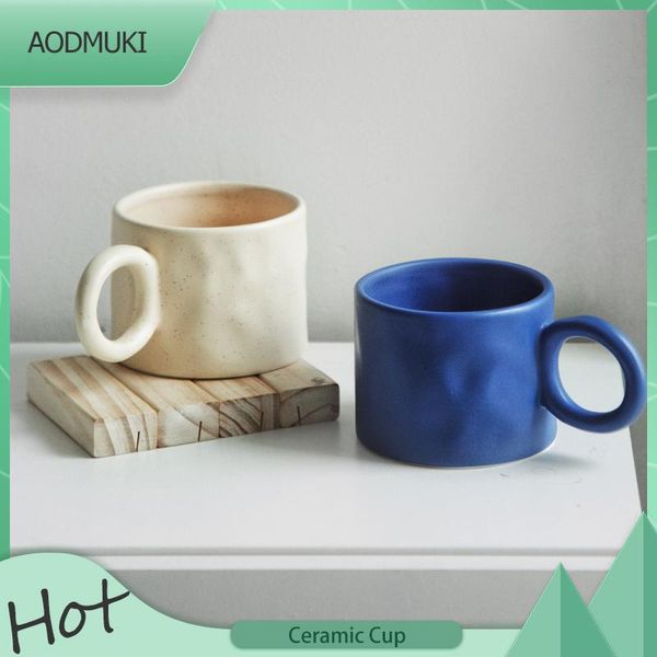 

mugs 450ml nordic-style simple ceramics water cup large capacity coffee mug hand pinch irregular shape big ears friend gift