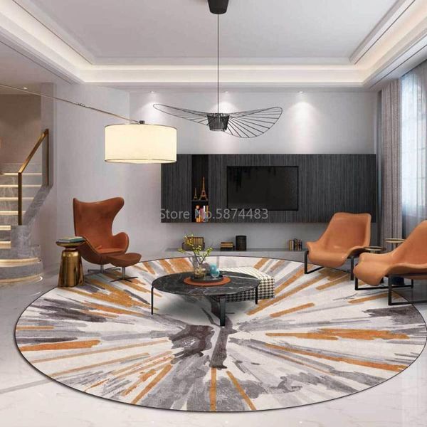 

carpets 200cm fashion modern abstract watercolor blooming gray orange color living room bedroom hanging basket chair round floor mat
