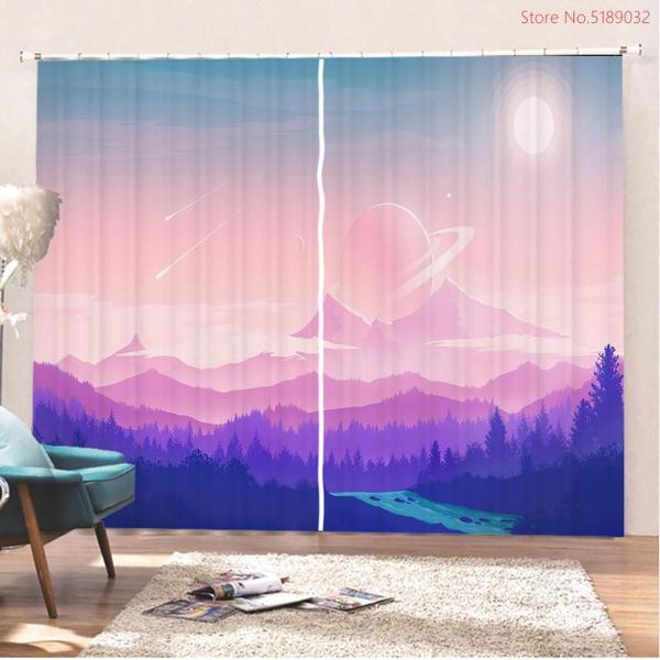 

panels window curtain for living room bedroom beautiful scenery blackout drapes mountain tree print home &