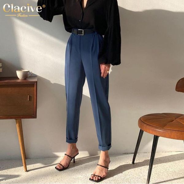 

women's pants & capris clacive fashion blue office 2022 elegant slim high waist pencil trousers ladies casual skinny for women, Black;white