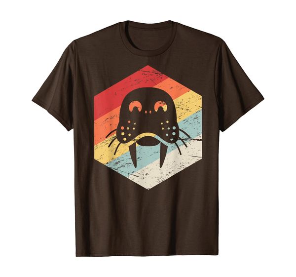 

vintage retro walrus t-shirt, White;black
