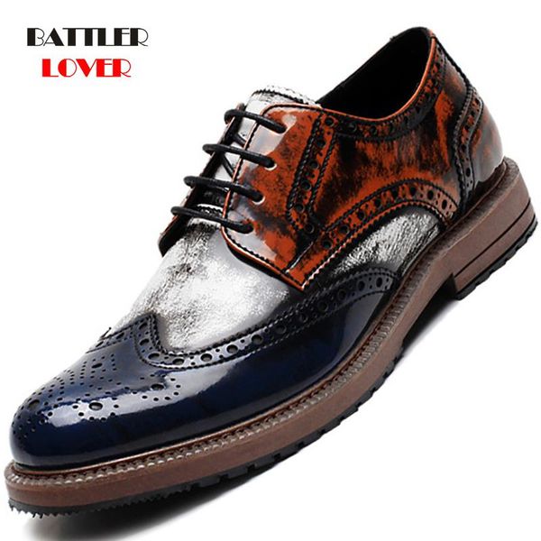

dress shoes est oxford men fashion hollw brogue leather formal man comfortable big size 38-48 office party footwear, Black