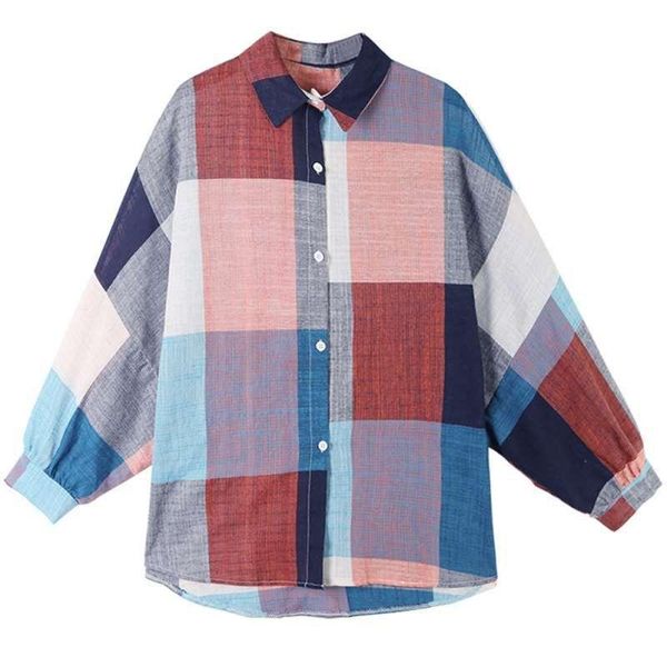 

women's blouses & shirts women vintage plaid ruffled lapel shirt contrast color long sleeve casual bottoming, White