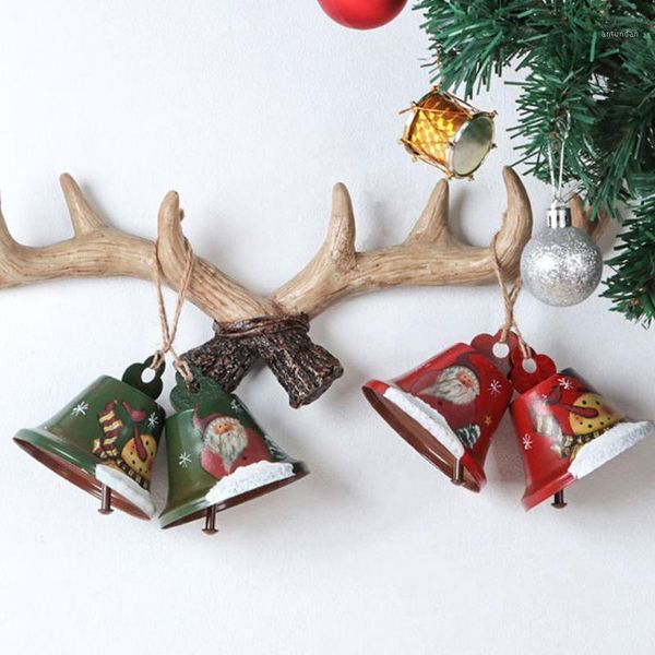 

2pcs crafts home iron art festival decor christmas bell hanging pendant party diy office with rope living room bedroom gift tree