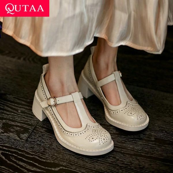 

t strap buckle vintage style female pumps casual round toe square high heel spring autumn women shoes size 34-39 dress, Black