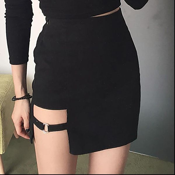 

black package hip korean women skirt style irregular hem pencil micro slim bodycon party