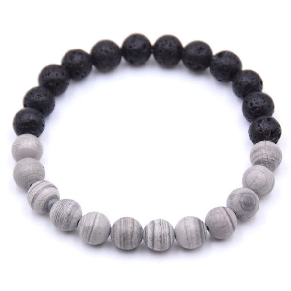 

beaded, strands fashion double color natural stone 8mm beads bracelet men round chain bracelets for women&men pulseras, Black
