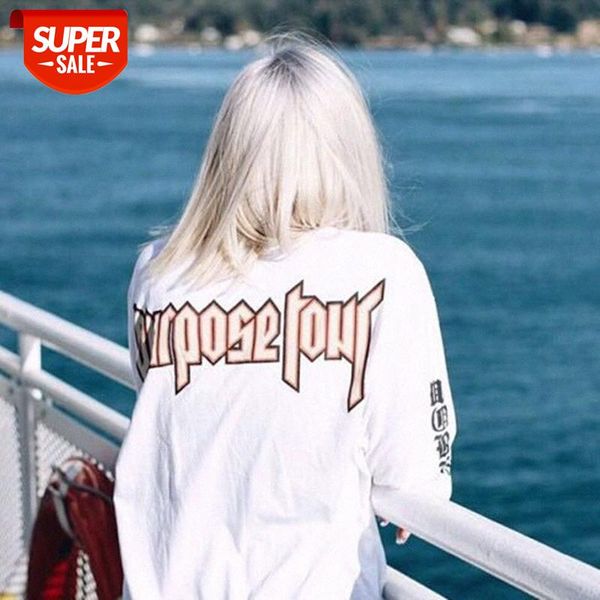 

bieber concert staff commemorative long-sleeved t-shirt purpose printing men and women couple loose cotton tee #ks5v, White;black