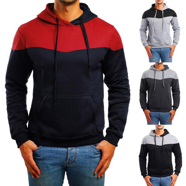 

men's hoodies & sweatshirts block with color sweatshirt hooded casual pocket pullover, Black