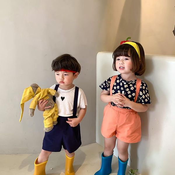 

style girls boys overall summer kids pants clothes 1-6 years jumpsuits, Blue