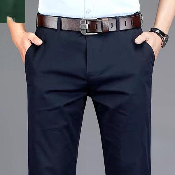 

men's pants summer casual business long cotton men straight loose clothing black