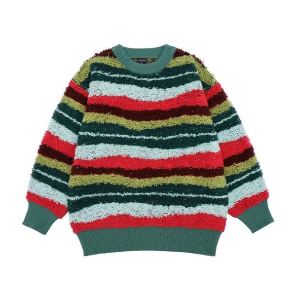 

men's sweaters eukaaru colorful stripe sweater men streetwear fashion brand loose round neck women oversized pullover winter clothes, White;black