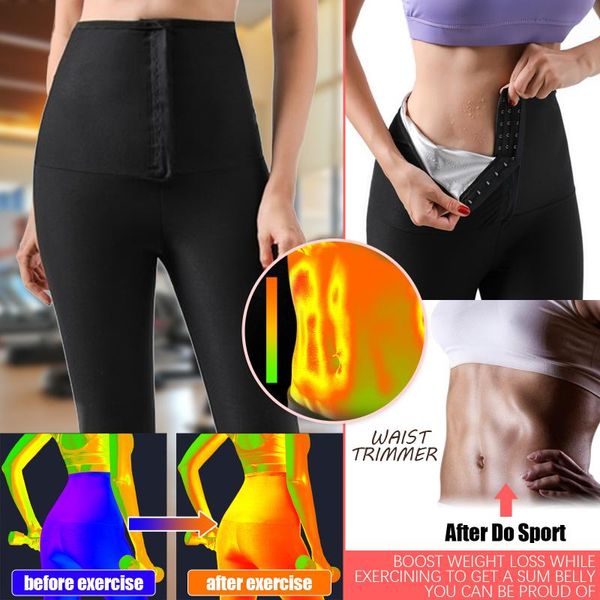 

women yoga pants sweating elastic waist trainer tummy control fitness leggings mallas deporte mujer outfit
