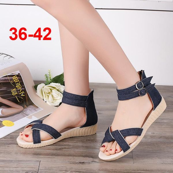 

weweya buckle zip sandals women summer beach woman roman platform sandal shoes plus size sandalias mujer 2021, Black