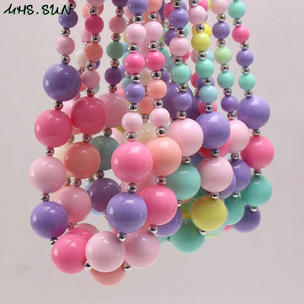 

girls necklaces pendants jewelry kids accessories colored candy childrens fashion beads b7945, Red;brown