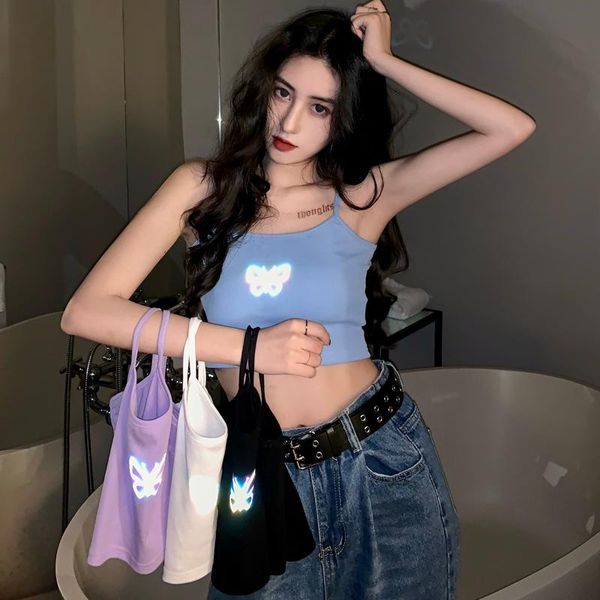 

women's tanks & camis 4 colors korean style camisole women tank female spring and summer 2021 sleeveless butterfly crop womens, White