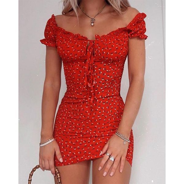 

casual dresses ladies tortuous neck printed pencil skirt floral wrap dress strapless lace front ruffle mini summer office, Black;gray