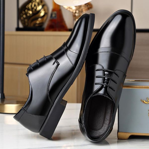 

dress shoes genuine leather men loafers business casual flat comfortable moccasins, Black