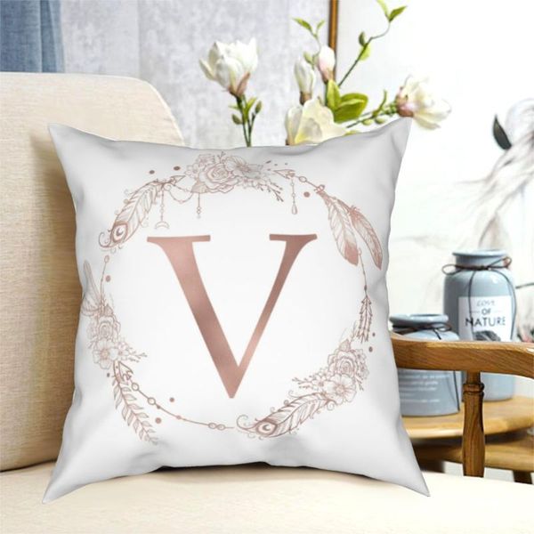 

pillow case letter v rose gold alphabet pillowcase soft polyester cushion cover decor throw home zipper 40*40cm