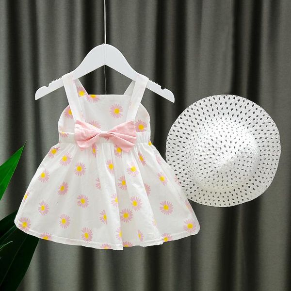 

girl's dresses baby girls dress cute girl clothes suspenders bow princess for kids born clothing with hat, Red;yellow
