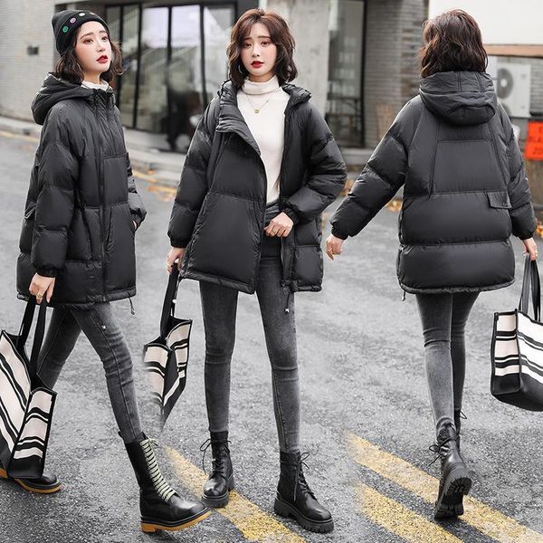 

fashion leisure hooded down jacket women's winter dress 2021 korean loose versatile fashionable age reducing & parkas, Black