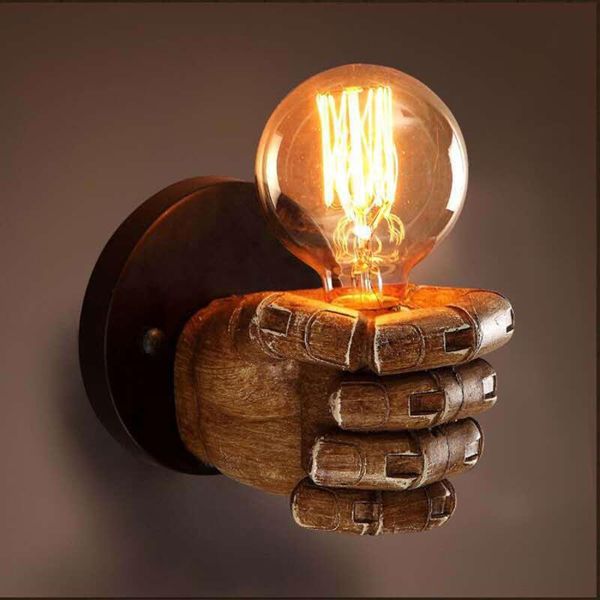 

wall lamp creative retro fist e27 led antique resin european bar restaurant cafe decoration light hand bulb