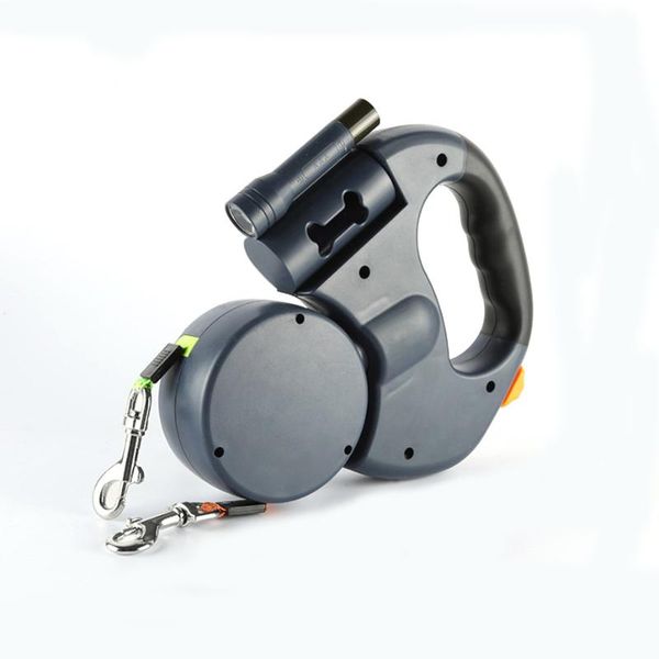 

pet traction rope double headed dog with led hand holding extendable 360 Â° rotation nylon reflective strip collars & leashes