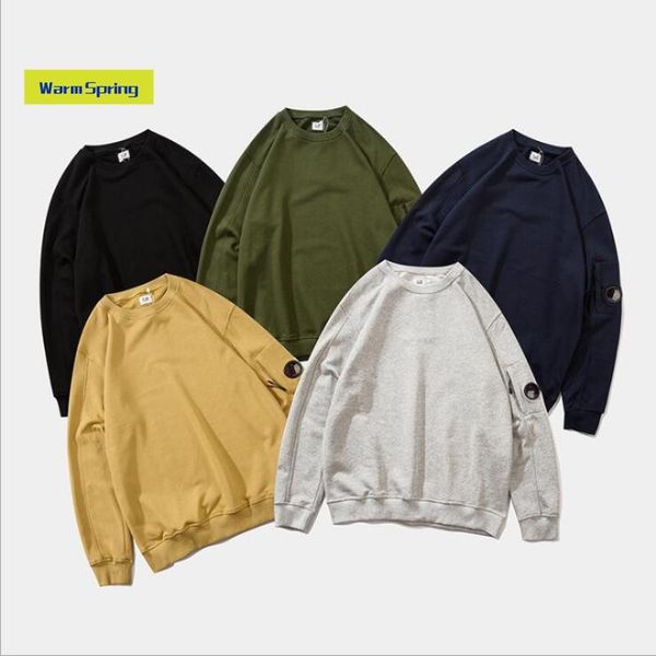 

spring fashion c p men hoodies pullover loose fleece thick knit sweatshirt men's sweater women & sweatshirts, Black